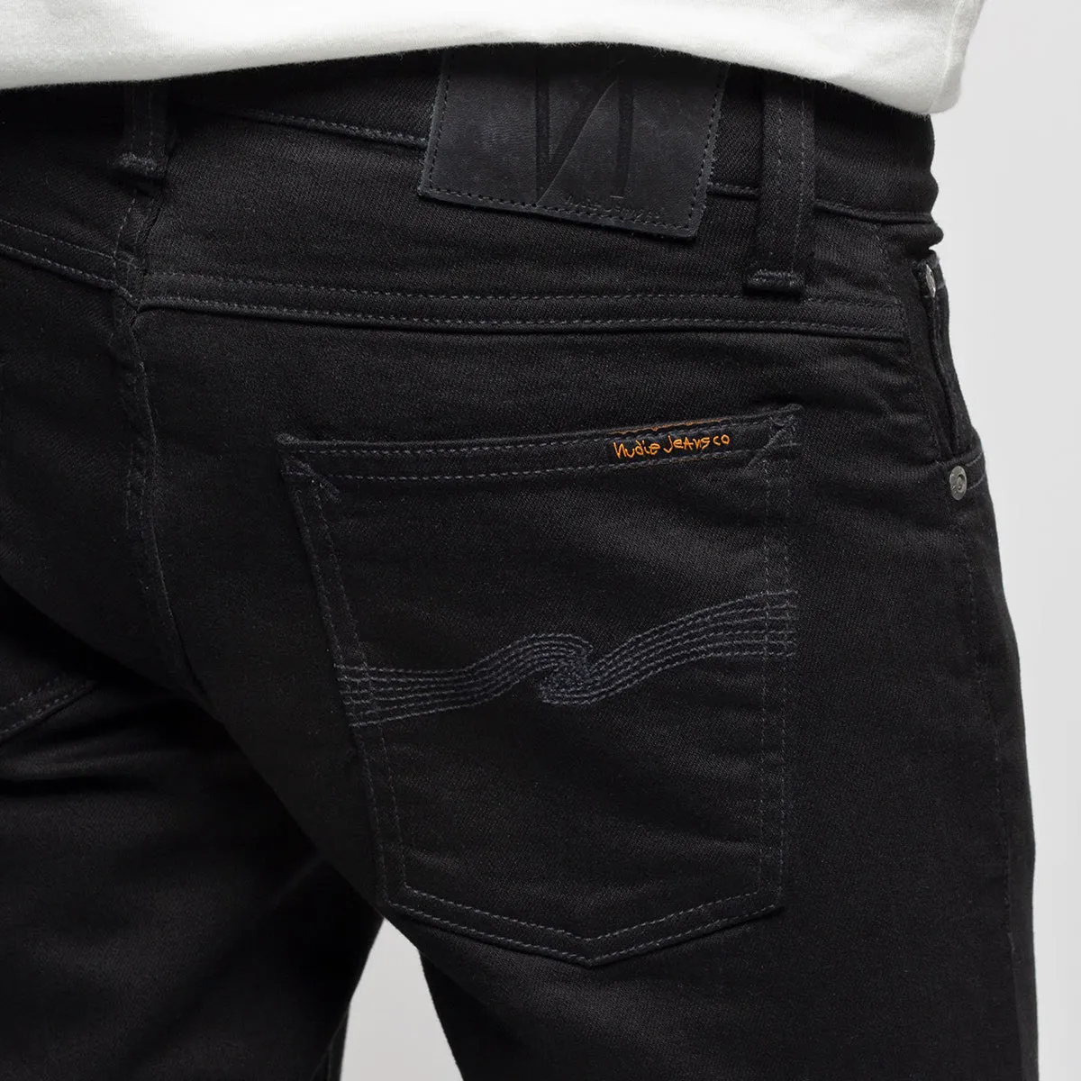 Permanent Crease Retention Nudie - Tight Terry Jeans in Everblack