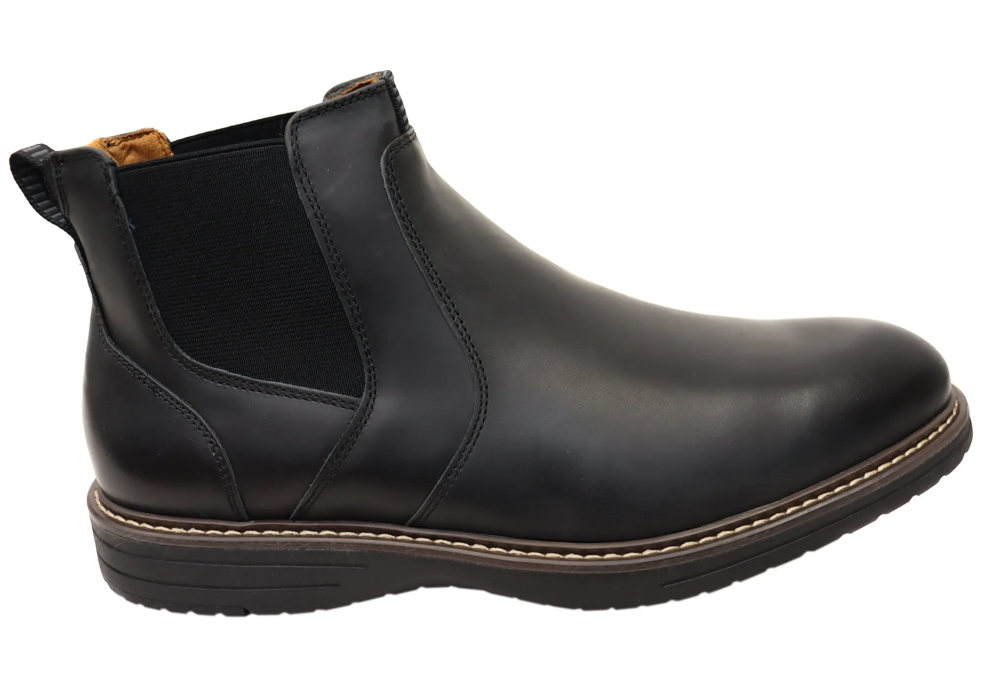 Cushioned Step Cold Weather Commuter Nunn Bush By Florsheim Mens EE Extra Wide Griff Plain Toe Chelsea Boot