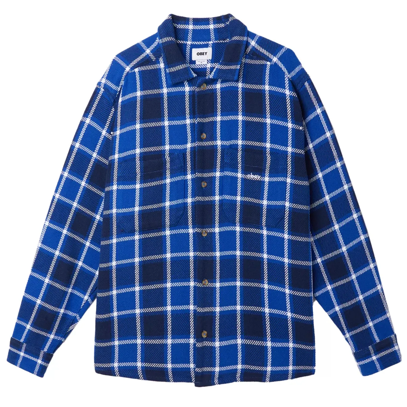 Obey Bigwig Plaid Woven Shirt Surf Blue Multi Active Comfort