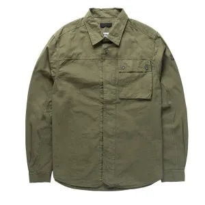 Versatile Look Minimalist fashion Left Hand Button Pocket Shirt Olive