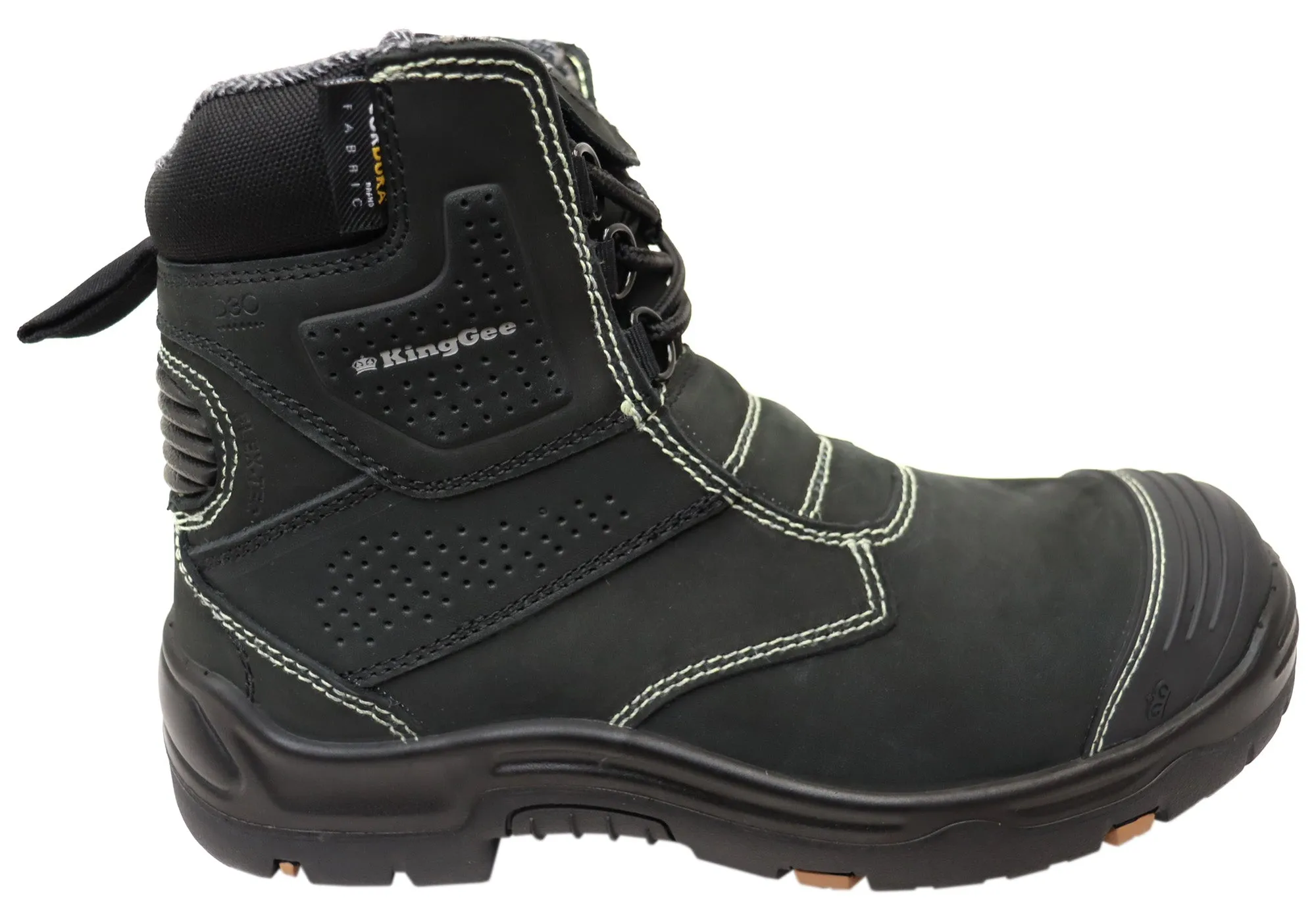 KingGee Mens Bennu Pro 6 Comfortable Leather Work Boots Black Urban Edge