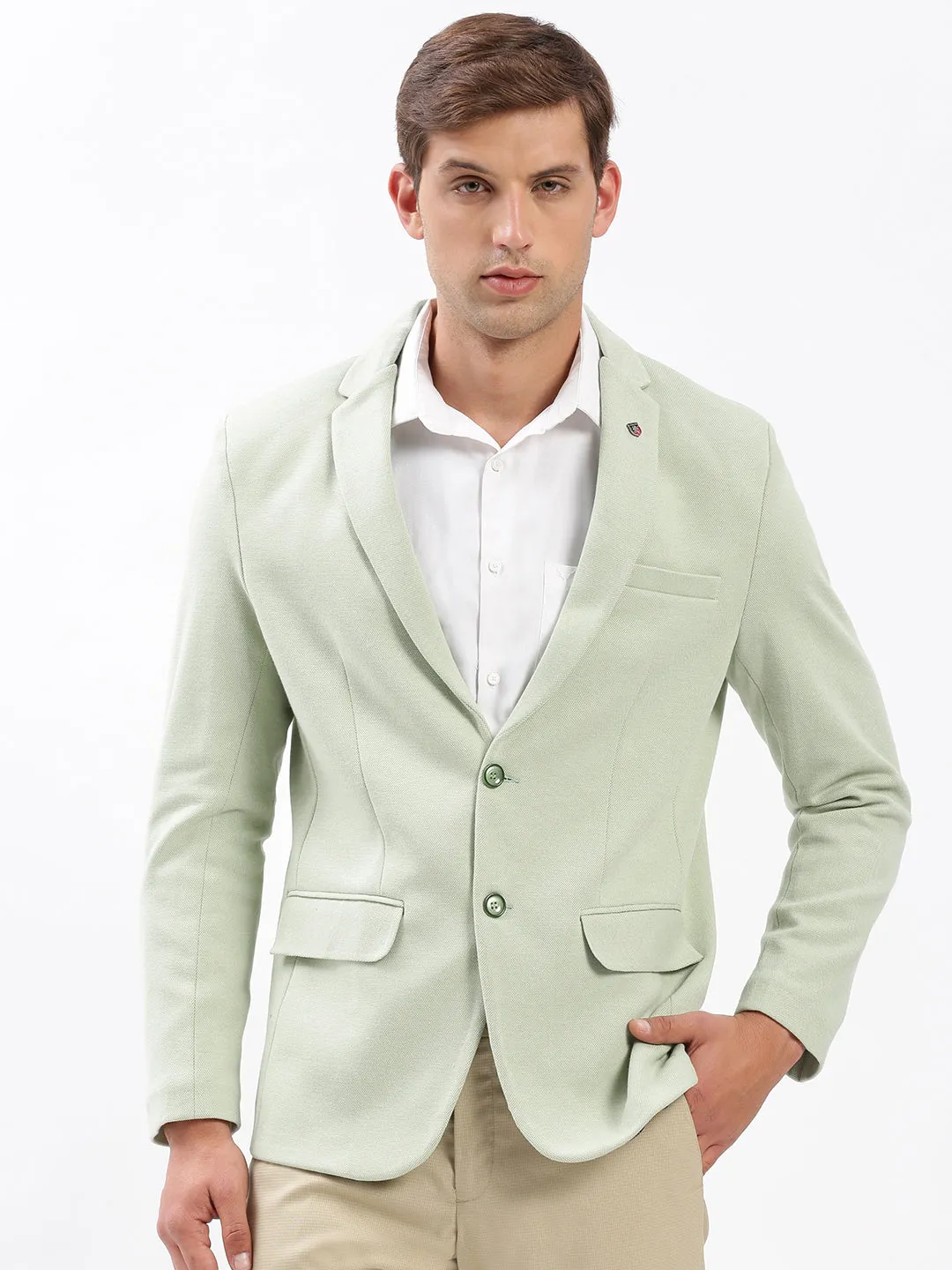 Unisex Casual Fit Odor Resistant Finish Men's Green Notched Lapel Collar Slim-Fit Single Breasted Blazer