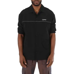 Off-White Men's Short-sleeve Track Button Shirt In Black Multipocket Style Autumn Look