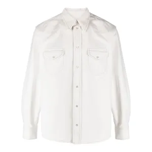 Bally Mother of Pearl Men's 6305830 Denim Shirt Classy Detail Premium Fabric