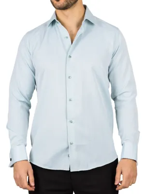 Olive Green Long Sleeve Regular Fit Double Cuff Twill Oxford Shirt Layered Sleeve Cuffs Casual Option