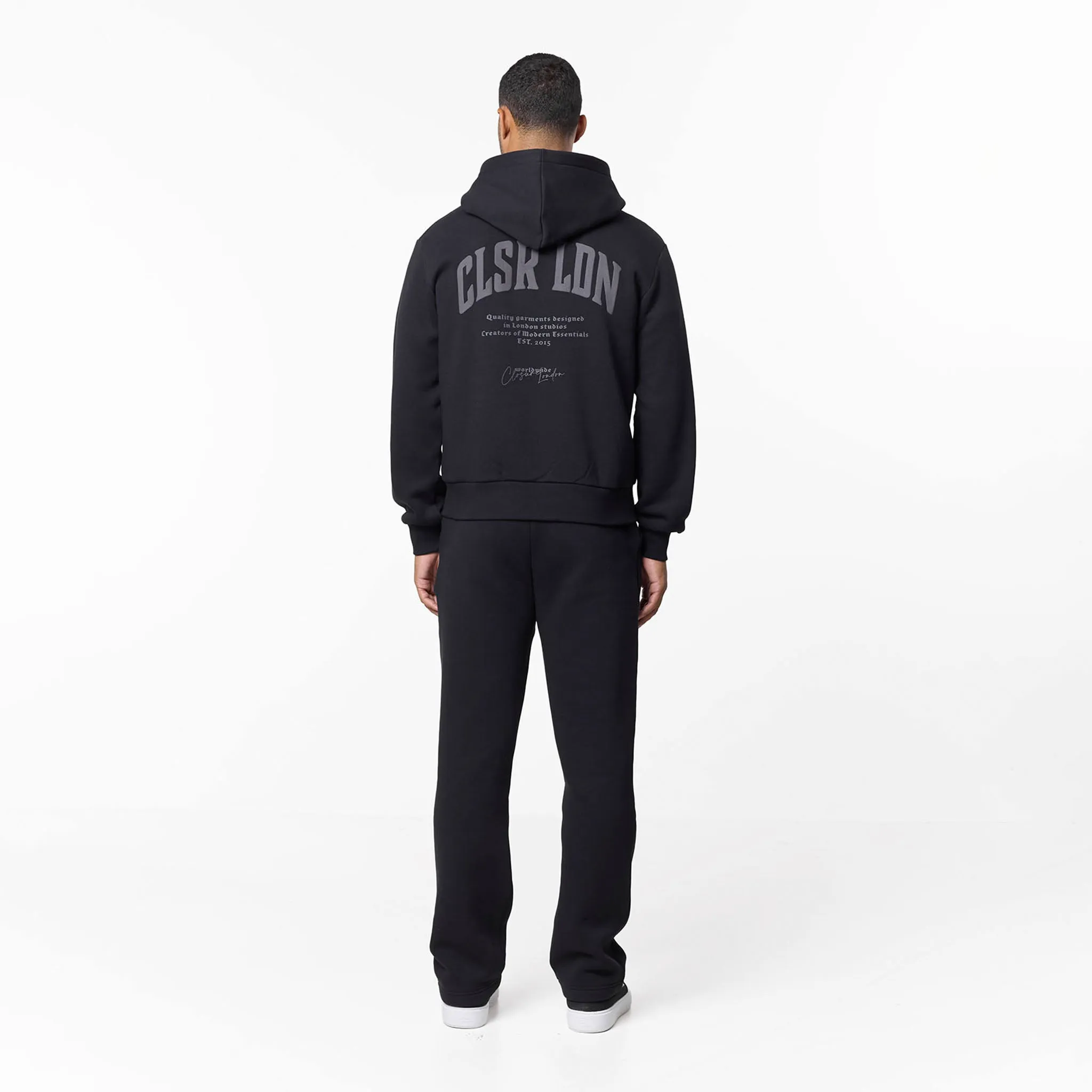 Lightweight Layer Layered Varsity Relaxed Full Zip Hoodie | Off Black