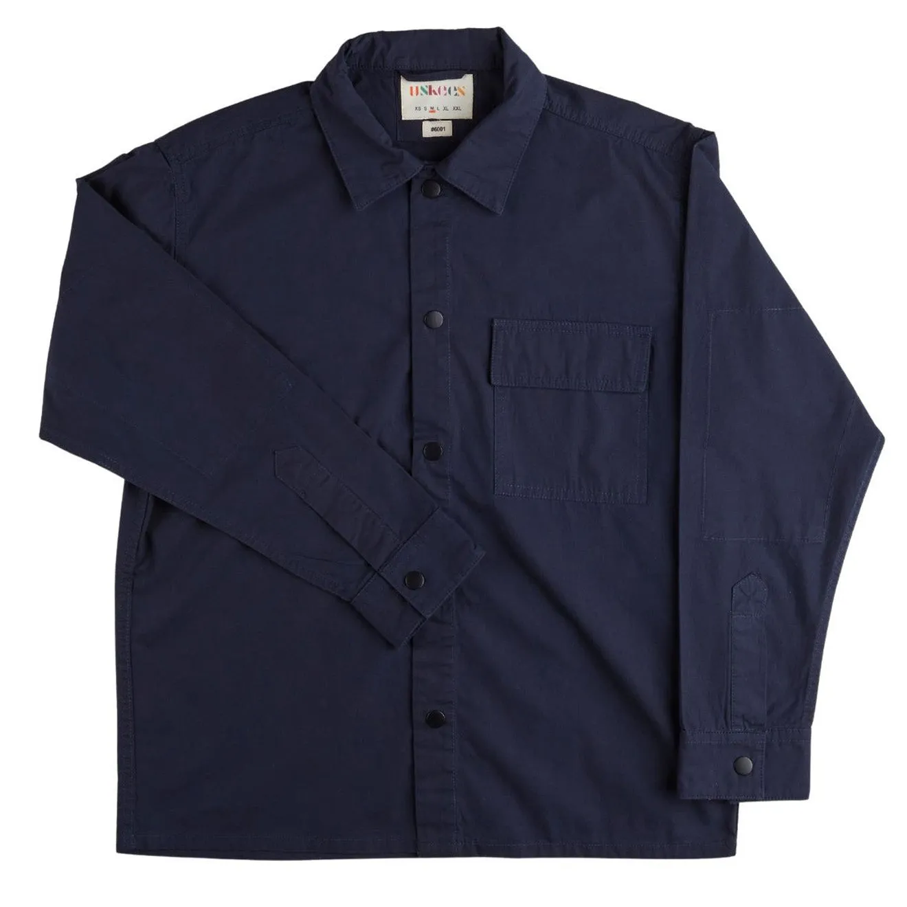 Neutral Shade Hidden Placket Uskees 6001 Lightweight Buttoned Overshirt Midnight Blue