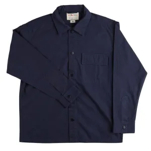 Bold Print Street Style Uskees 6001 Lightweight Buttoned Overshirt Midnight Blue
