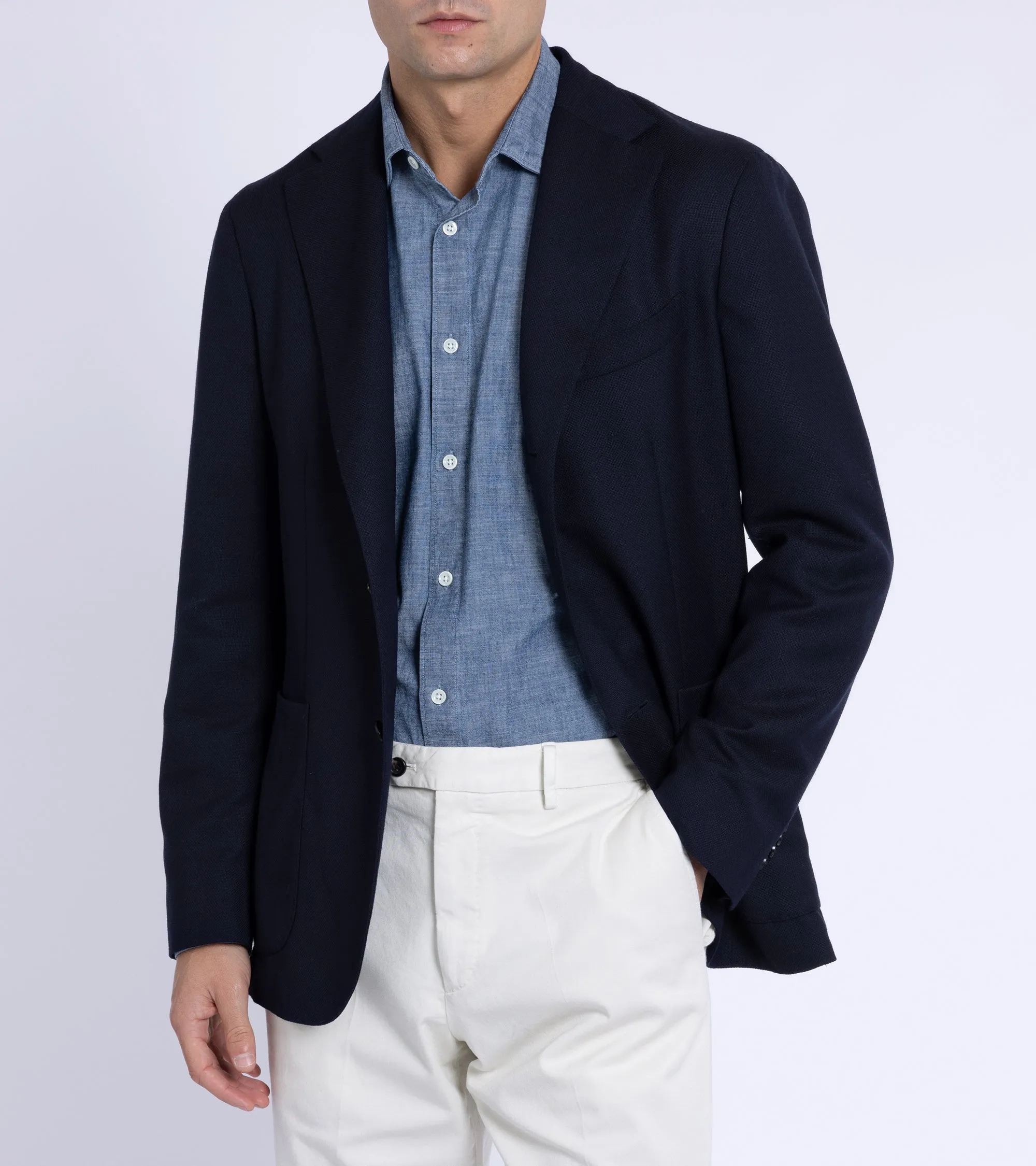 Boglioli for Trunk Wool Hopsack K Jacket: Navy Elasticated Waistband