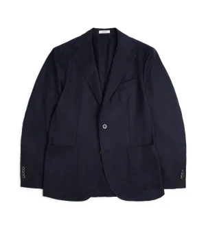 HoodedStyle Quick Release Fasteners Boglioli for Trunk Wool Hopsack K Jacket: Navy
