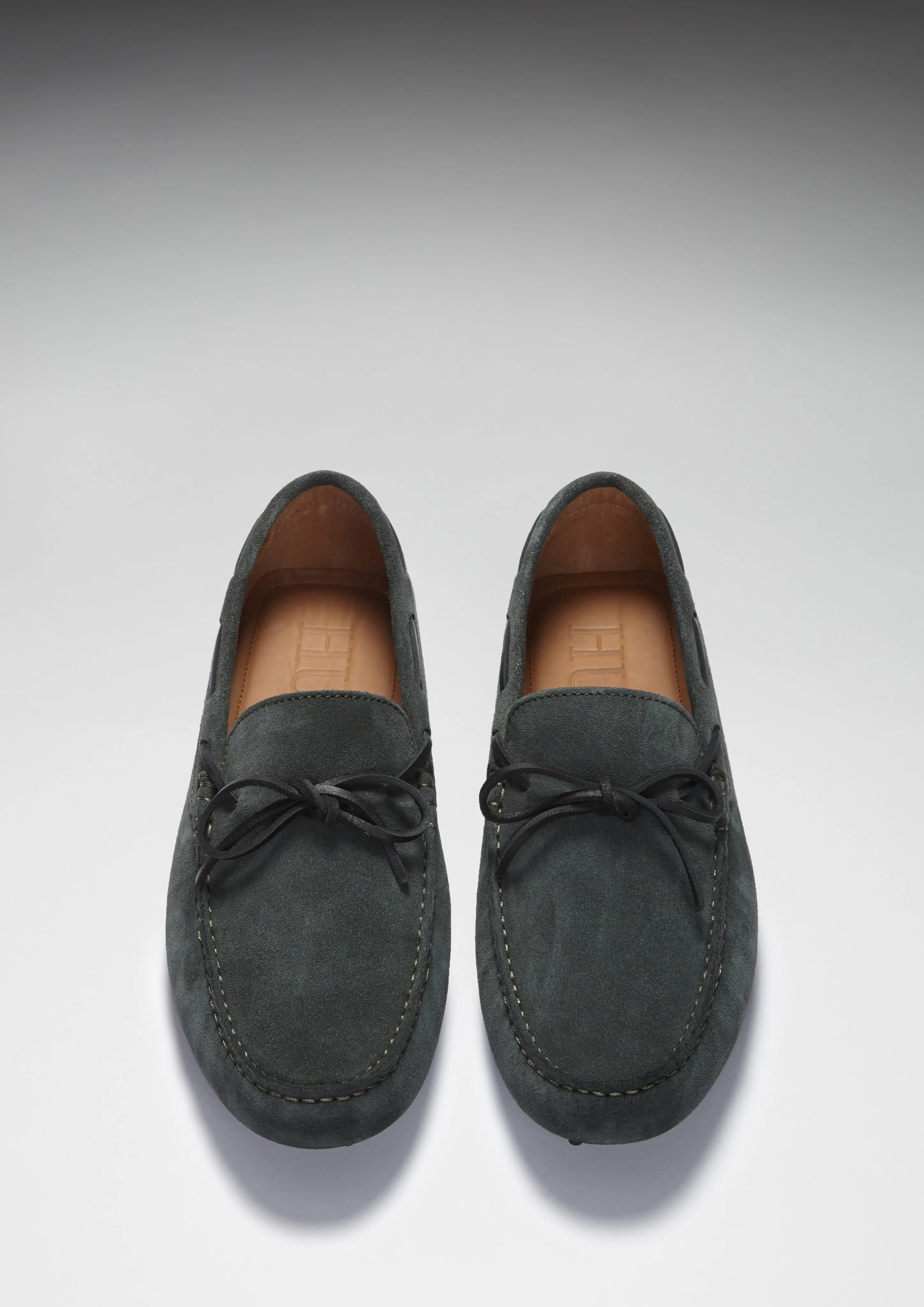 Clean Cut Laced Driving Loafers, racing green suede