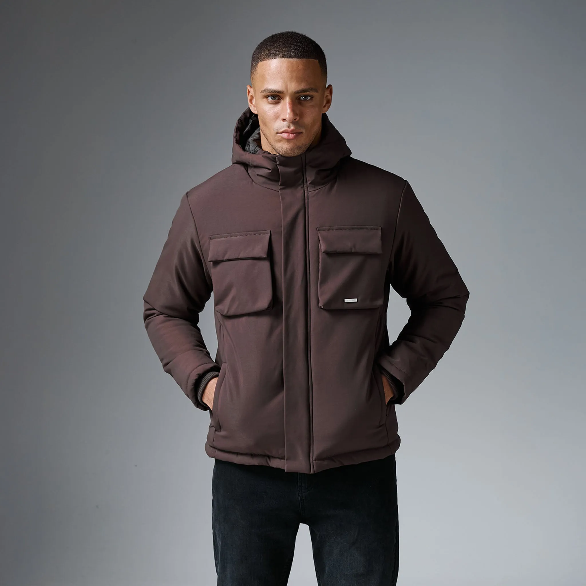 Travel Ready Look Odor Control Finish Padded Utility Shell Jacket | Brown