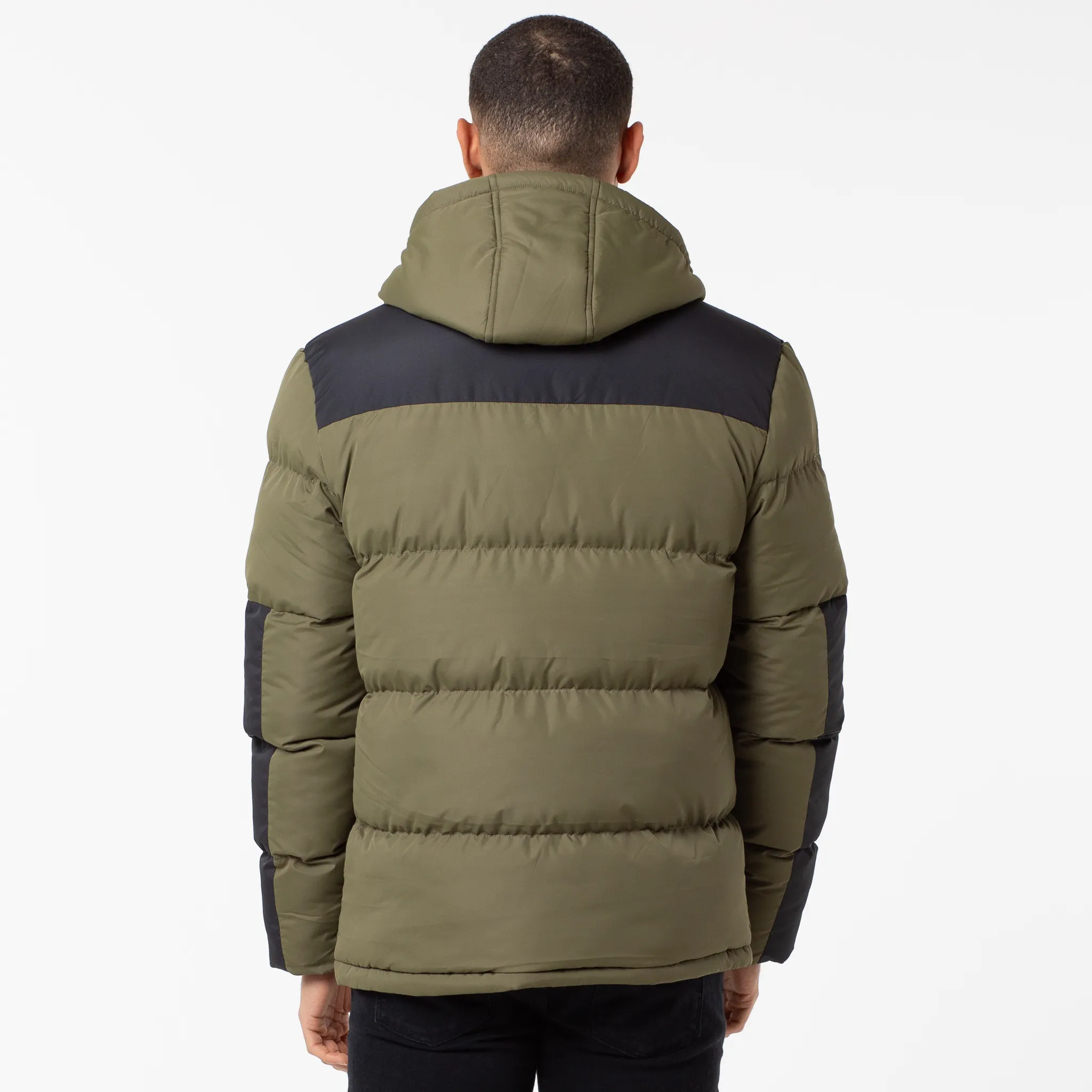 Panelled Contrast Puffer Parka | Khaki Quick Wear Fit