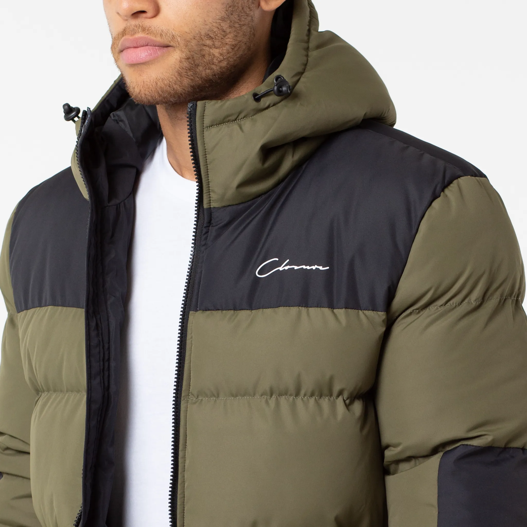 Snag Proof Surface Warmth Without Bulk Panelled Contrast Puffer Parka | Khaki