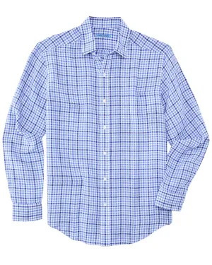 Summer Fashion First Date J.McLaughlin Gingham Gramercy Linen Woven Shirt