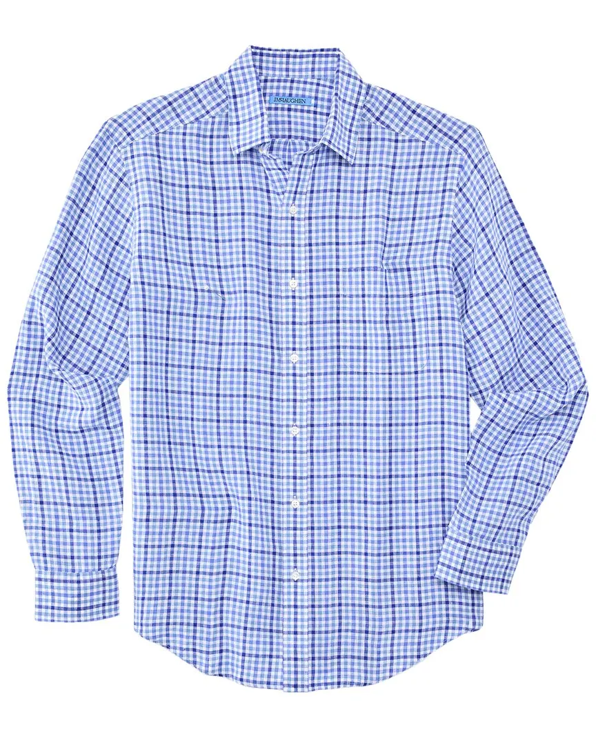 Summer Fashion First Date J.McLaughlin Gingham Gramercy Linen Woven Shirt