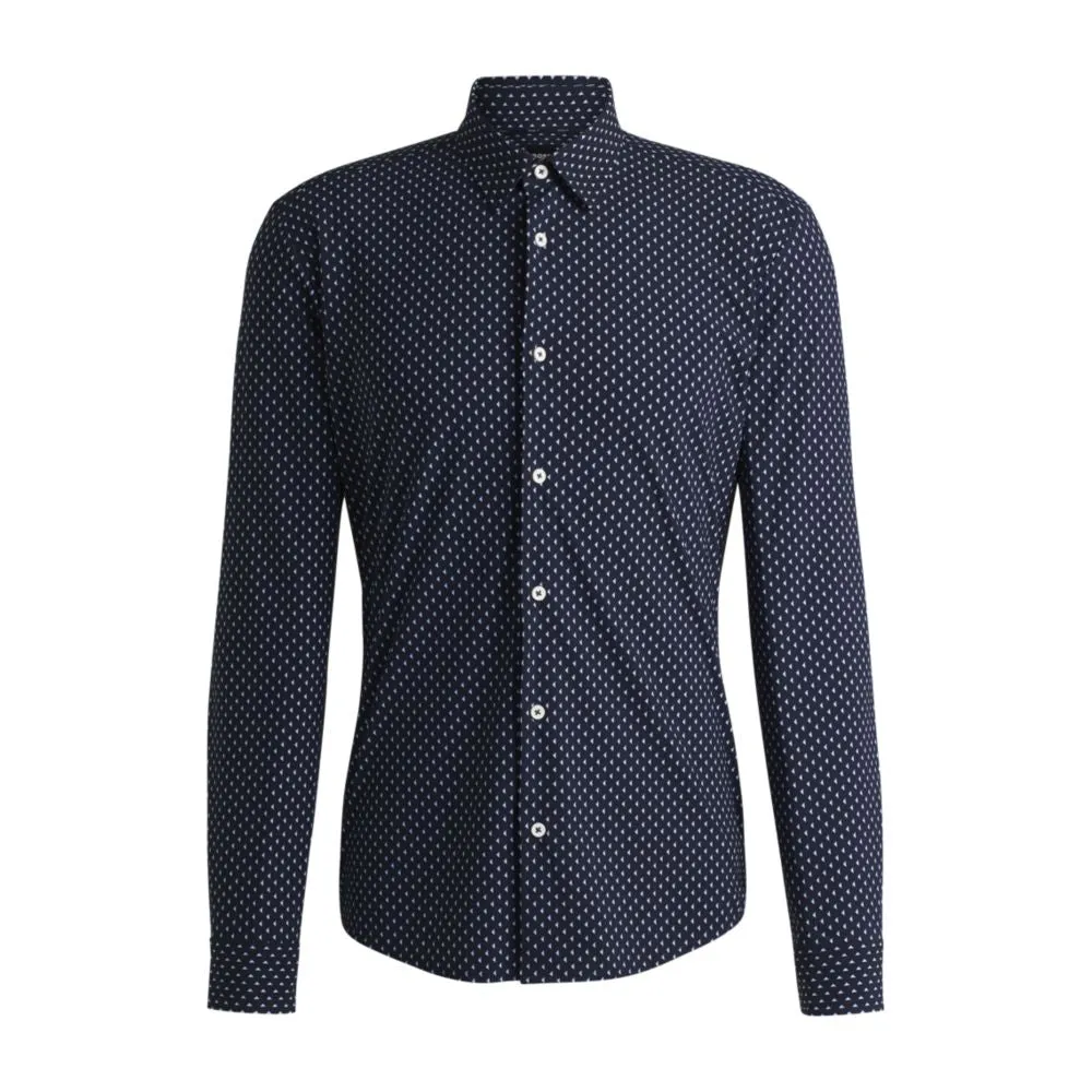 Slim-fit shirt in geometric-print performance-stretch fabric Sleek Style