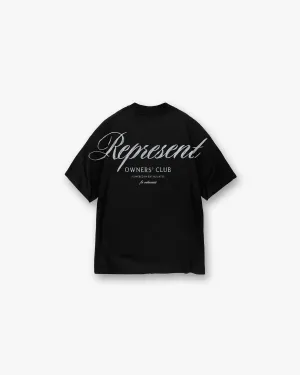 Relaxed Everyday Wear Represent Owners Club Script T-Shirt - Black
