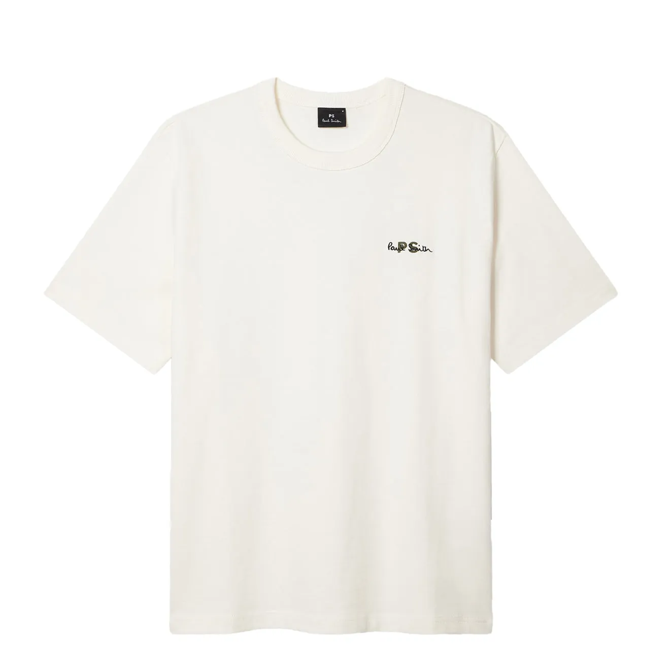 Versatile and Comfortable Minimalistic Wear Paul Smith Logo Embroidery Cotton T-Shirt Ecru