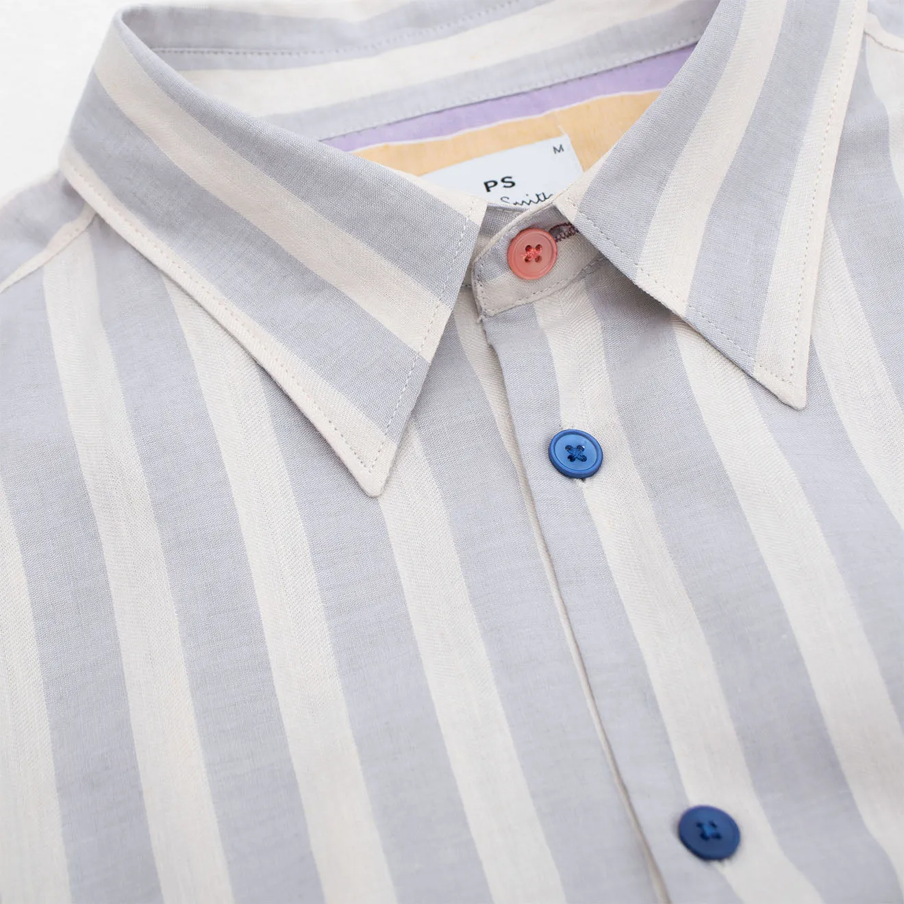 Paul Smith L/S Regular Fit Shirt Light Blue and White Stripes Backpacking Trip Twill Weave