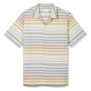 crew neck Double Stitched Hems Paul Smith Multicolour Stripe Cotton Shirt