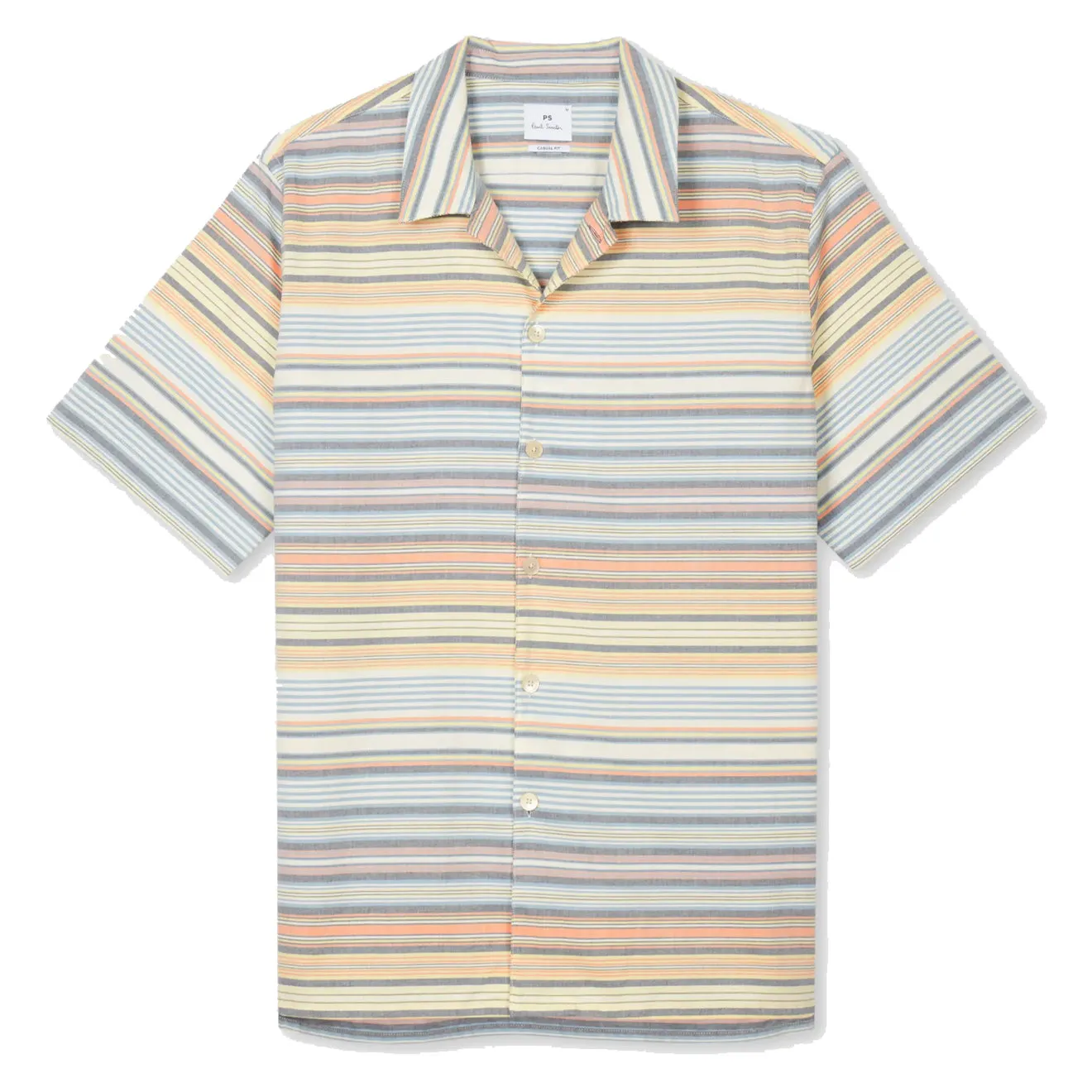 crew neck Double Stitched Hems Paul Smith Multicolour Stripe Cotton Shirt