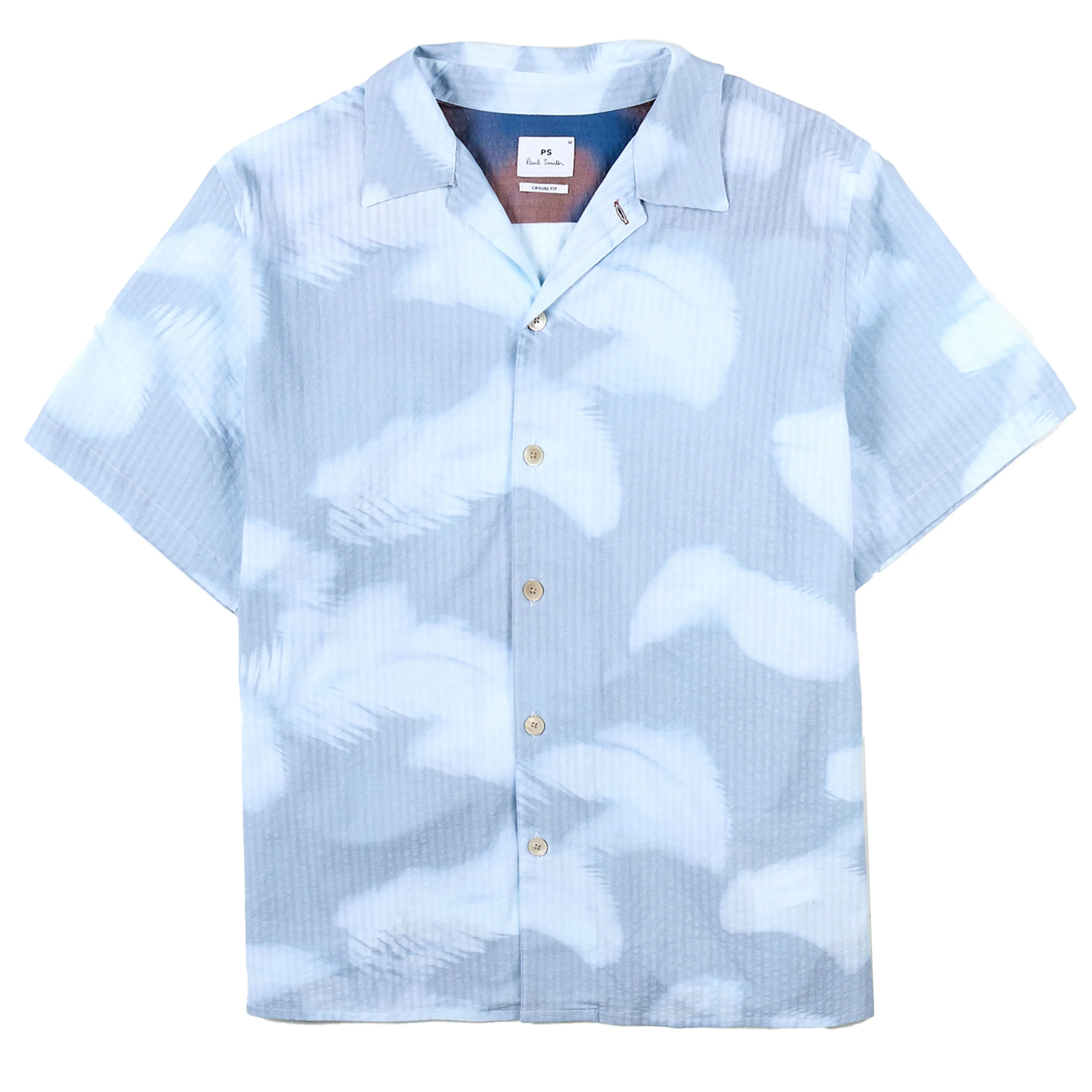 Paul Smith Palm Shadow Short-Sleeve Shirt Light Blue Comfy Look