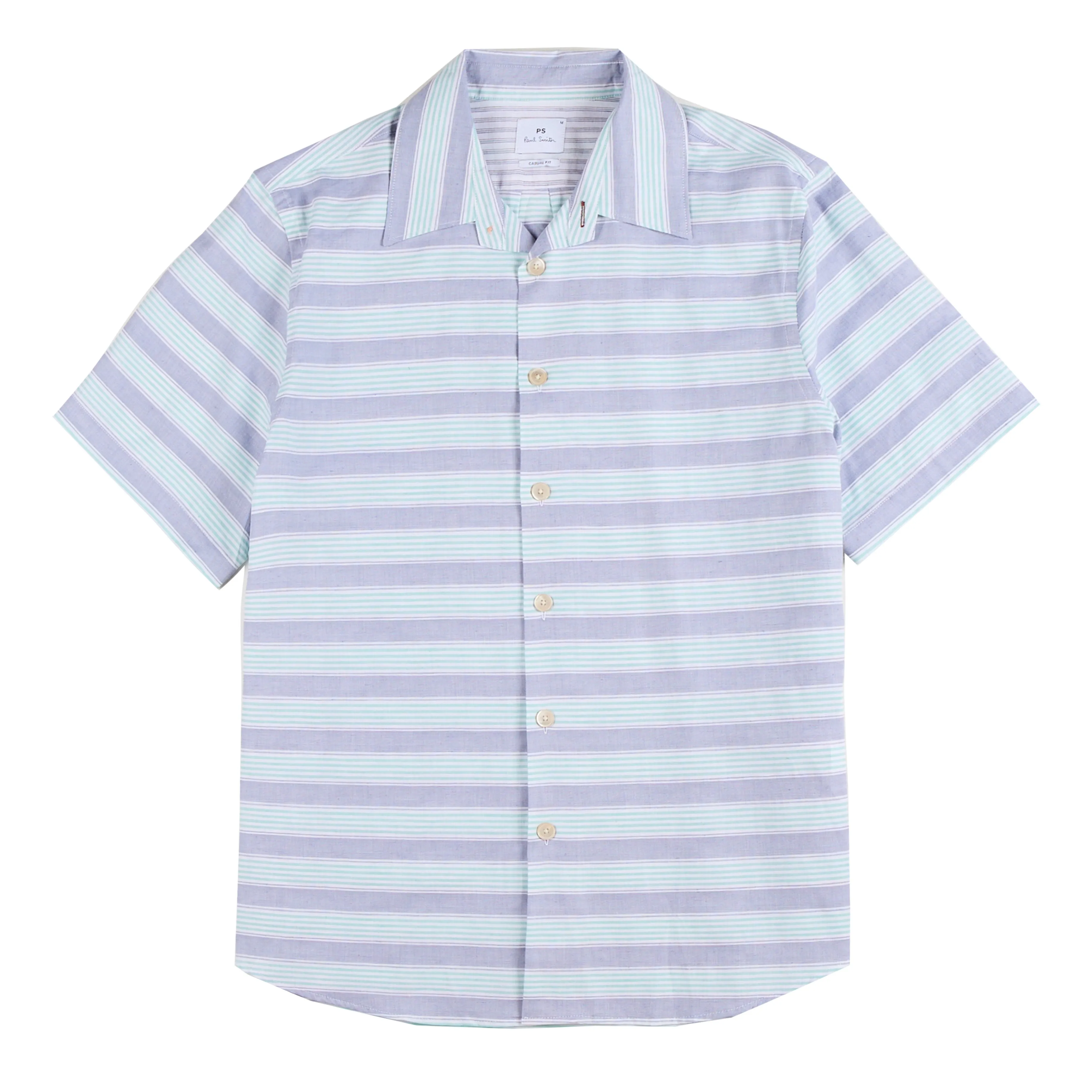 Paul Smith Short-Sleeve Shirt Striped Blue Seamless construction