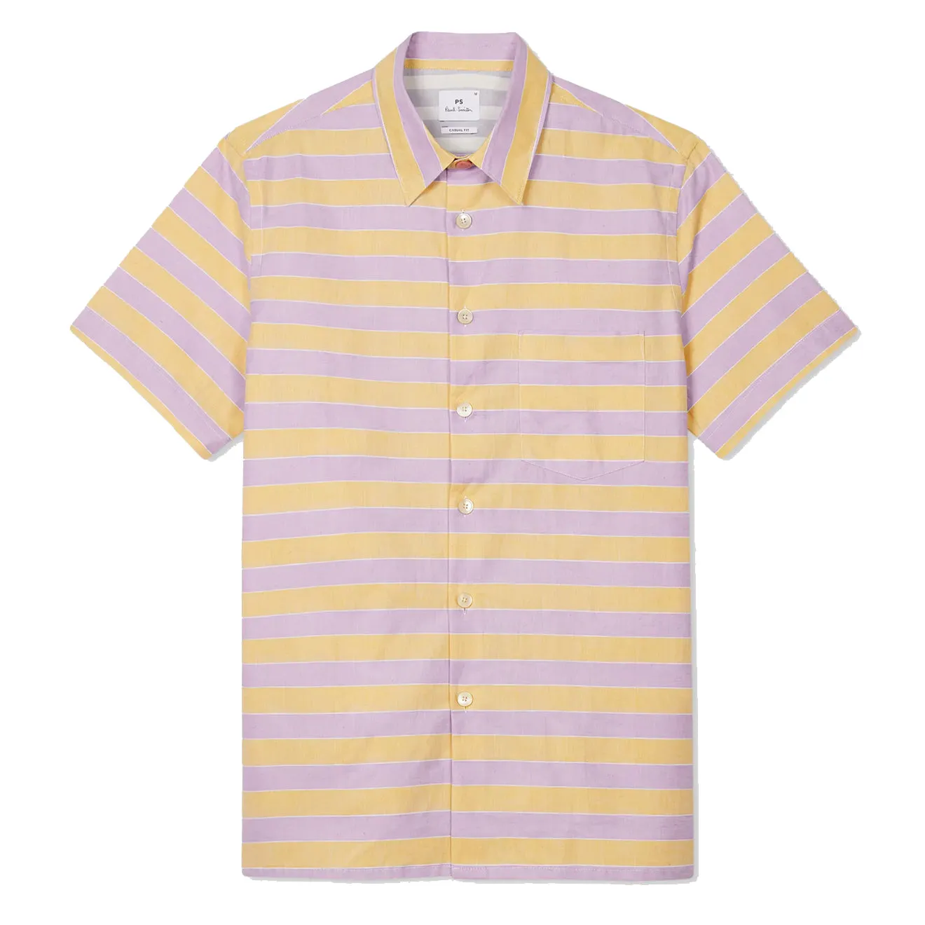 Comfortable Look Matte Finish Paul Smith Stripe Cotton-Linen Shirt Purple and Yellow