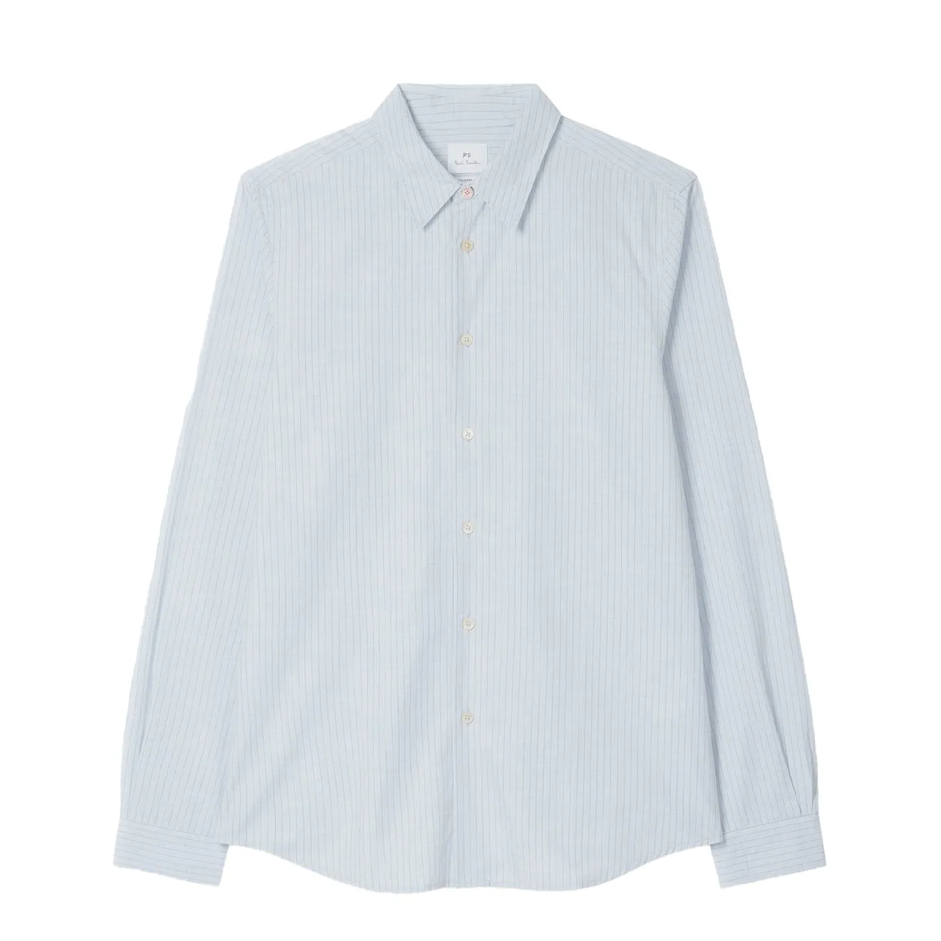 Soft Stretch Collar Eco Friendly Production Paul Smith Tailored-Fit Melange Stripe Shirt Light Blue