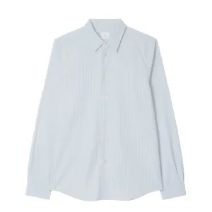 Soft Stretch Collar Eco Friendly Production Paul Smith Tailored-Fit Melange Stripe Shirt Light Blue