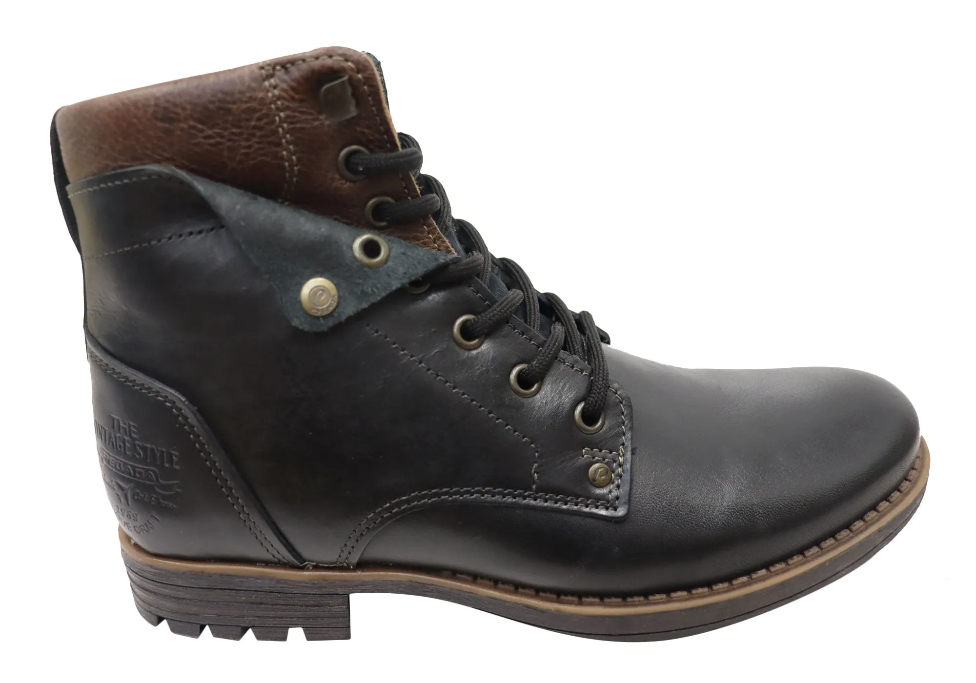 Cushioned heel Grippy Outsole Weather Resistant User Pegada Julian Mens Comfortable Leather Boots Made In Brazil