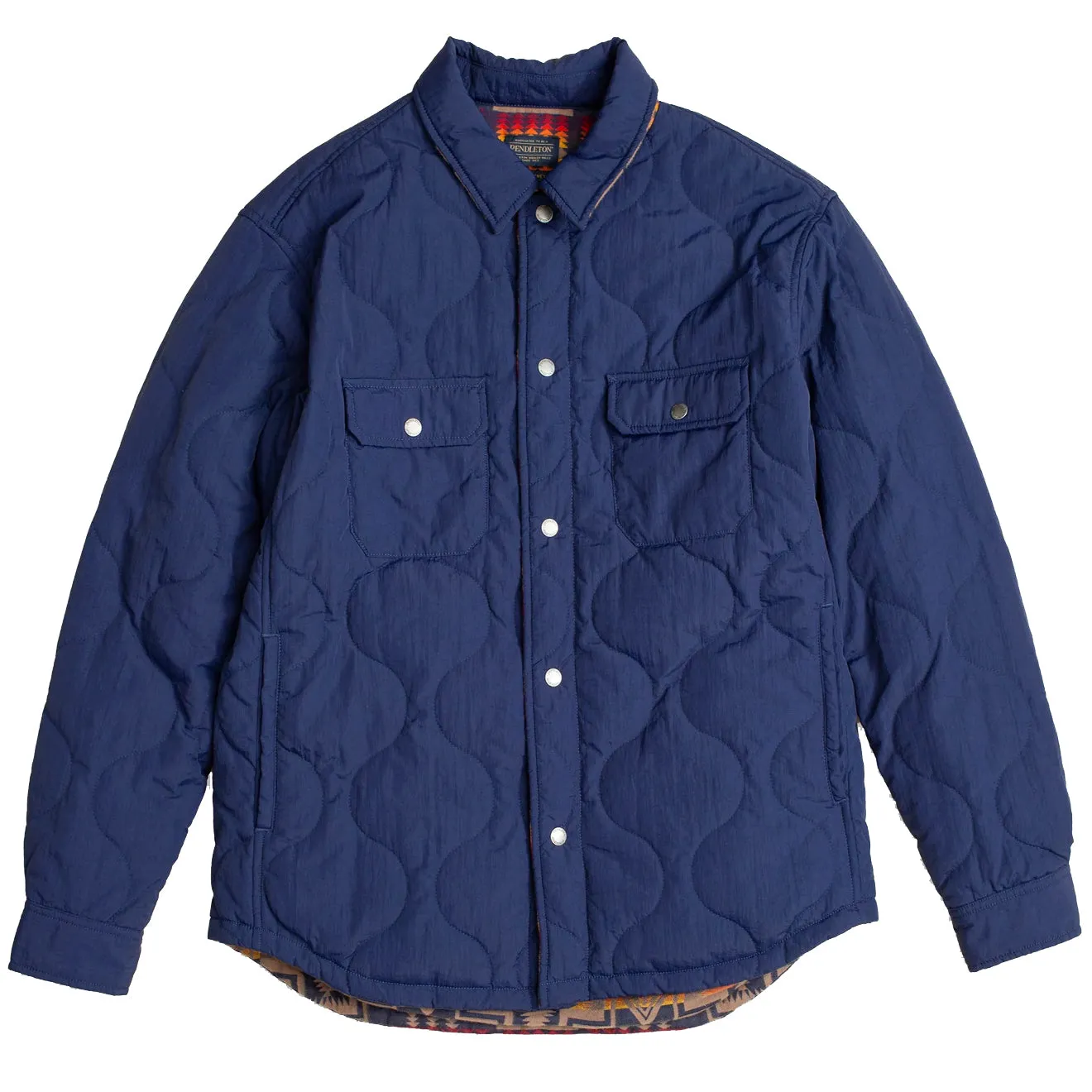 Pendleton Reversible Quilted Overshirt Harding Navy Odor Control Fabric Double Stitched Hems