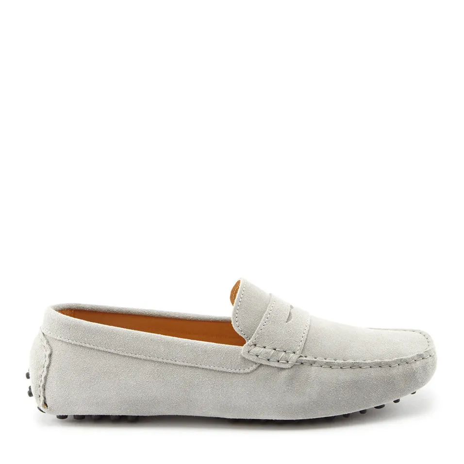 Clean Path Penny Driving Loafers, dove grey suede