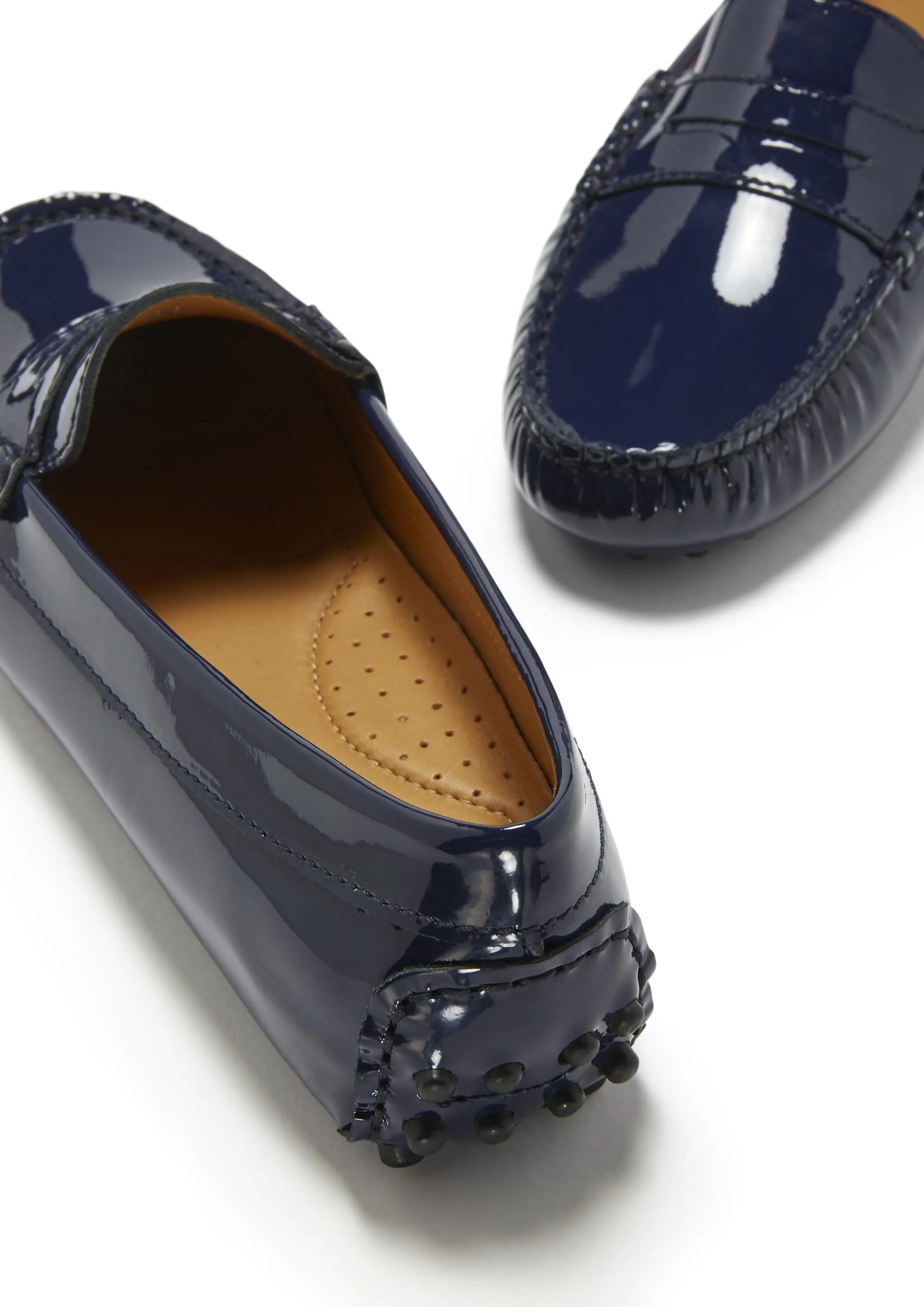 Food Lane Open Air Penny Driving Loafers, navy blue patent leather