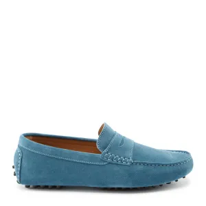 Coffee Corner Sturdy Build Penny Driving Loafers, petrol blue suede