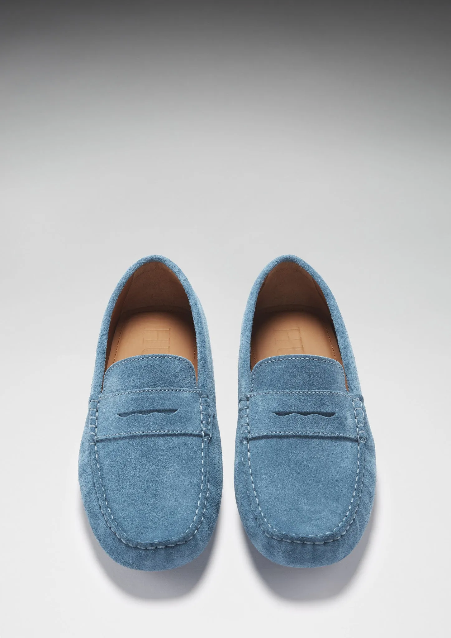 Penny Driving Loafers, petrol blue suede Arch Care