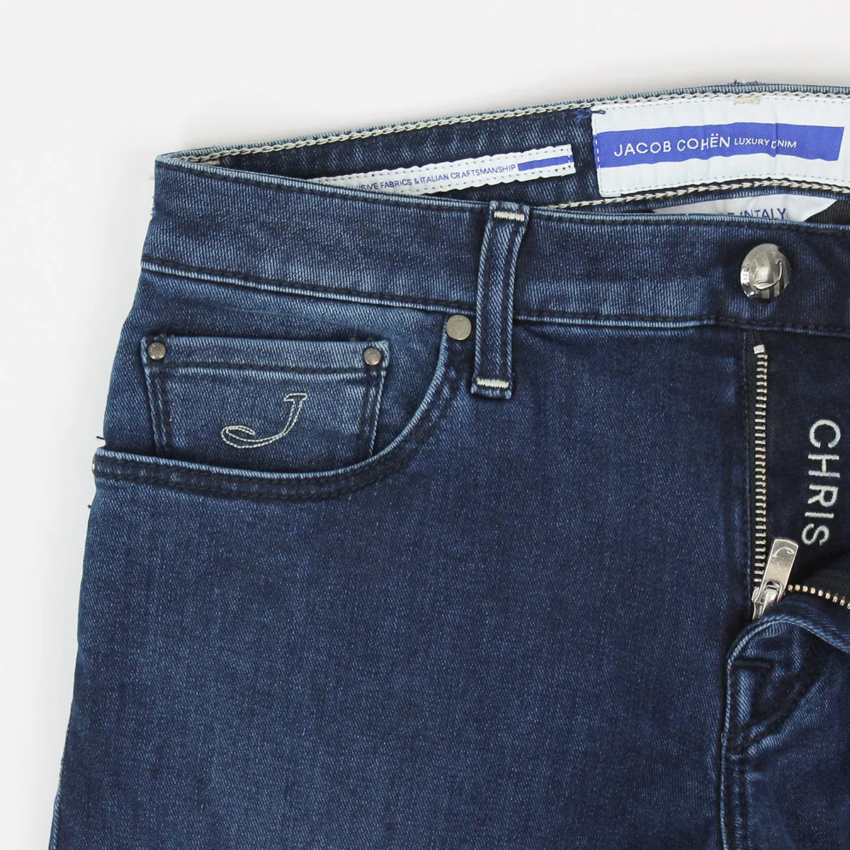 Jacob Cohen - M13 Chris Skinny Fit Blue Jeans with Blue Badge Smart Tailoring Chic Style