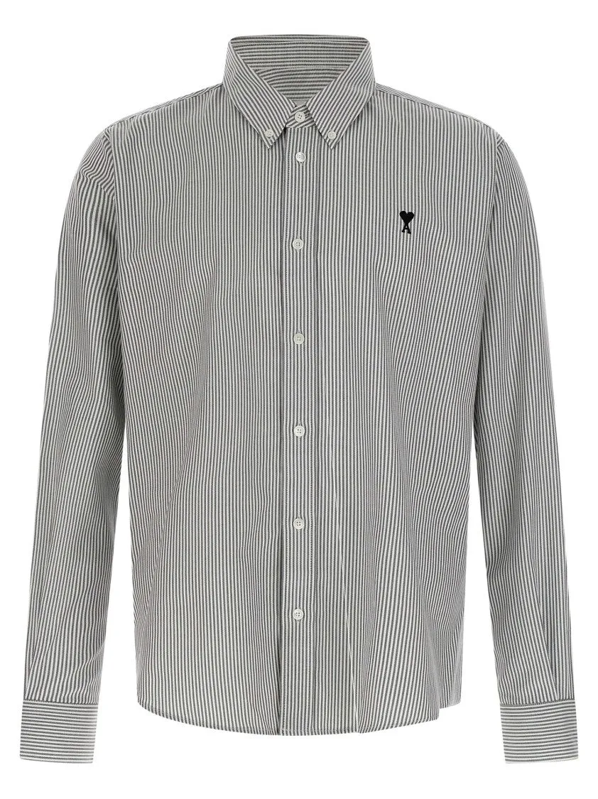 Button-Down Striped Oxford Shirt With Embroidered Logo Soft Comfort Casual Design