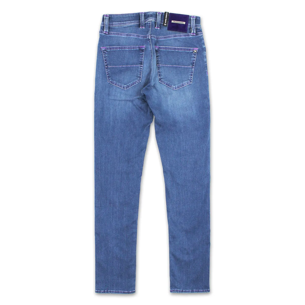 Body Fit Ready Tramarossa - Leonardo Slim 21E29 Purple Stitch Jeans in Mid Blue