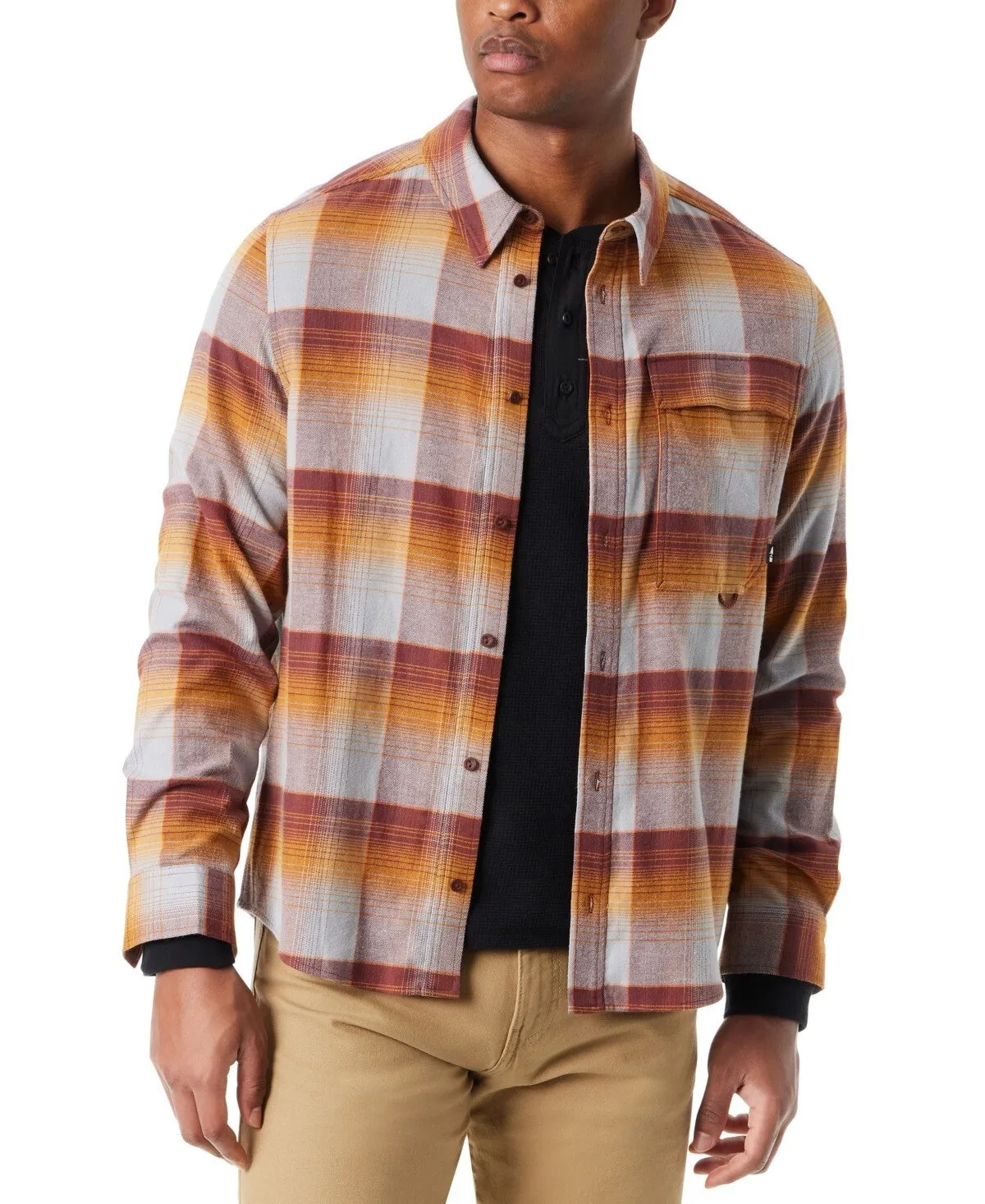 Bass Outdoor Shirt Mens  Sequoia Plaid Long Sleeve Button-Up Classic Fit MAC28 Rooftop Bar