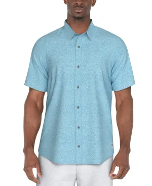 PGA TOUR Shirt Men's  Blue Allover Print Short Sleeve Button-Up FTS772 Weekend Outfit