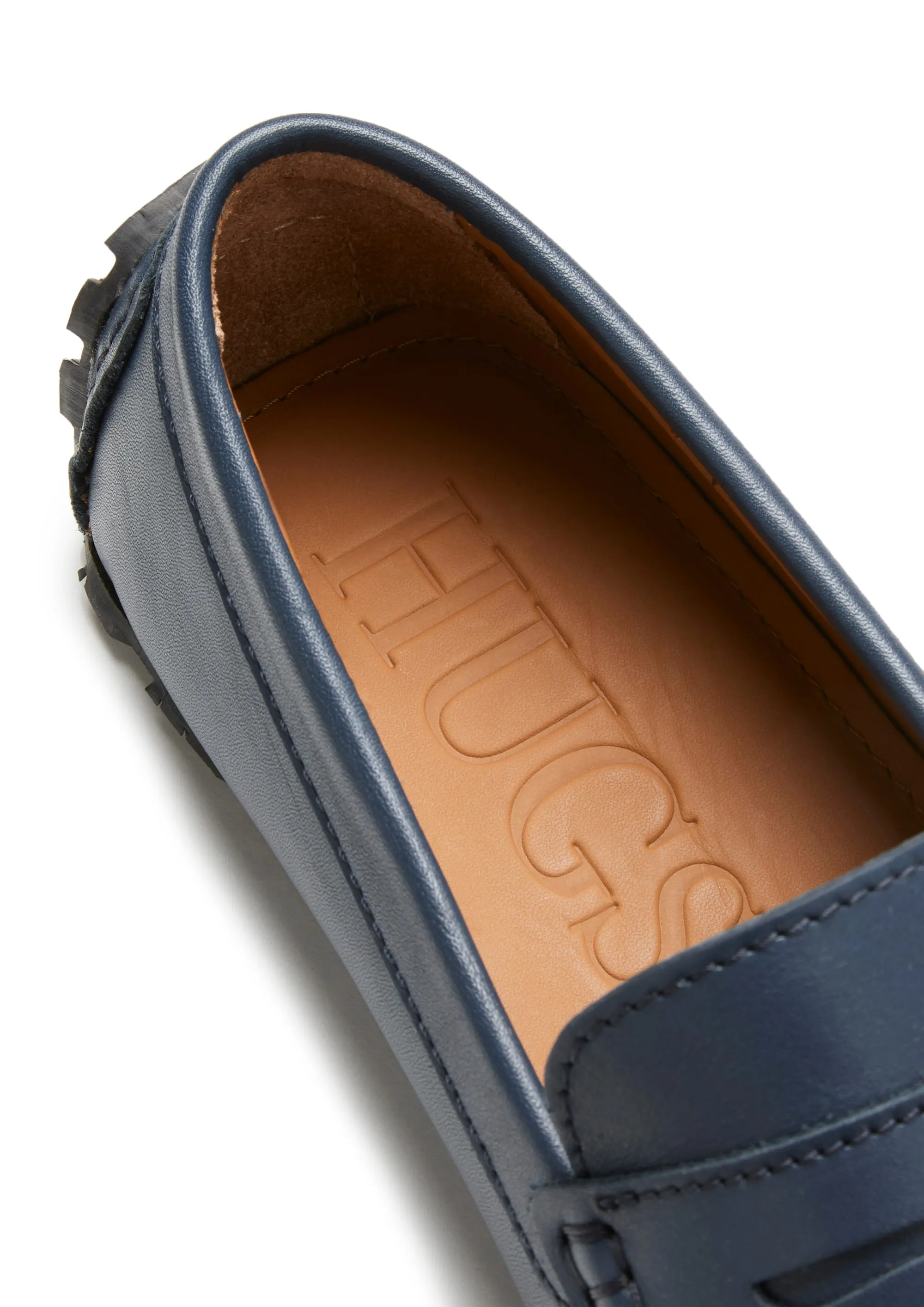 Foot Smooth Tyre Sole Penny Driving Loafers, french navy leather