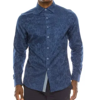 Polka Dot Dress Shirt In Blue Subtle patterns Conference Appropriate