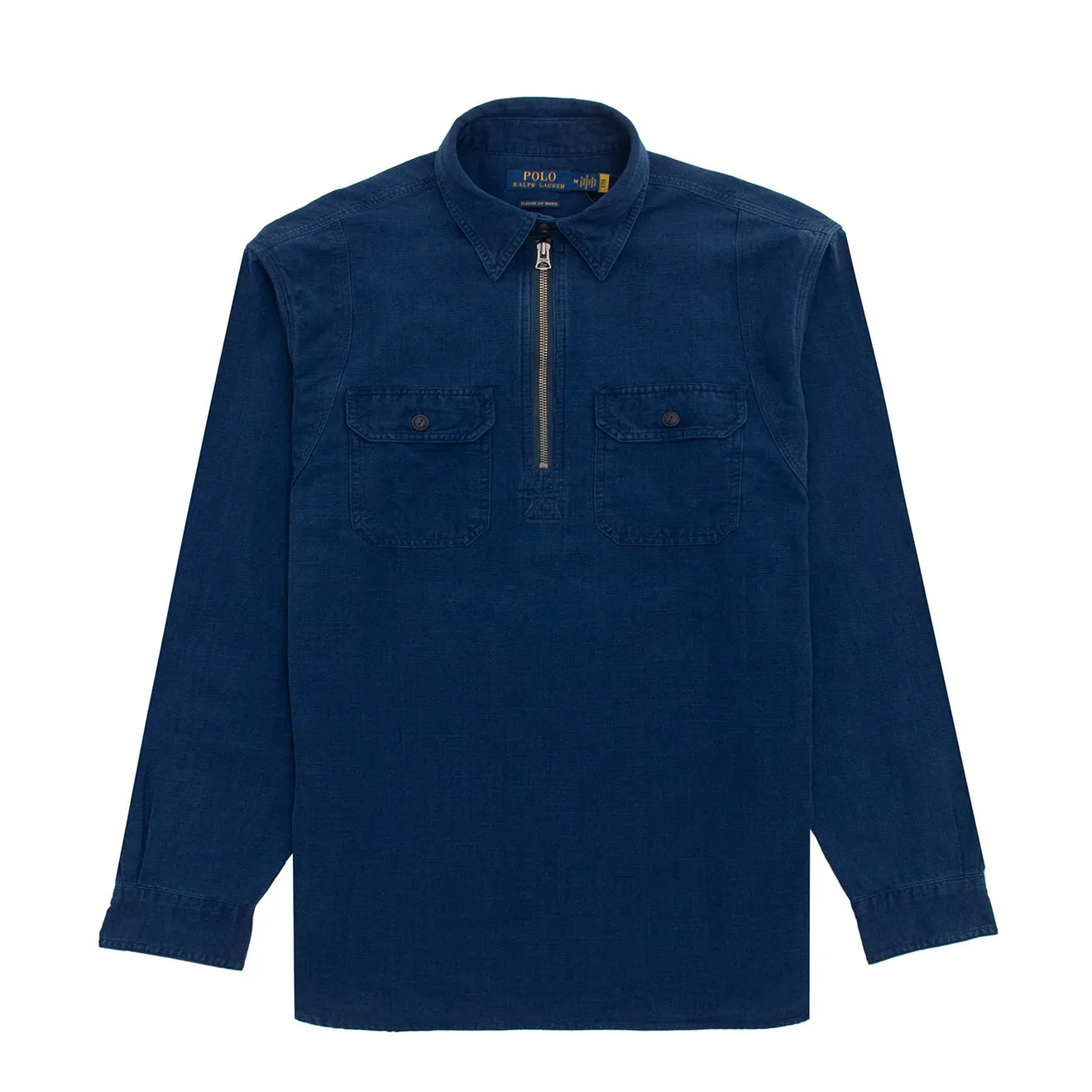 Polo Ralph Lauren Classic Fit Indigo Popover Workshirt Slub Indigo Printed design Go-To Look