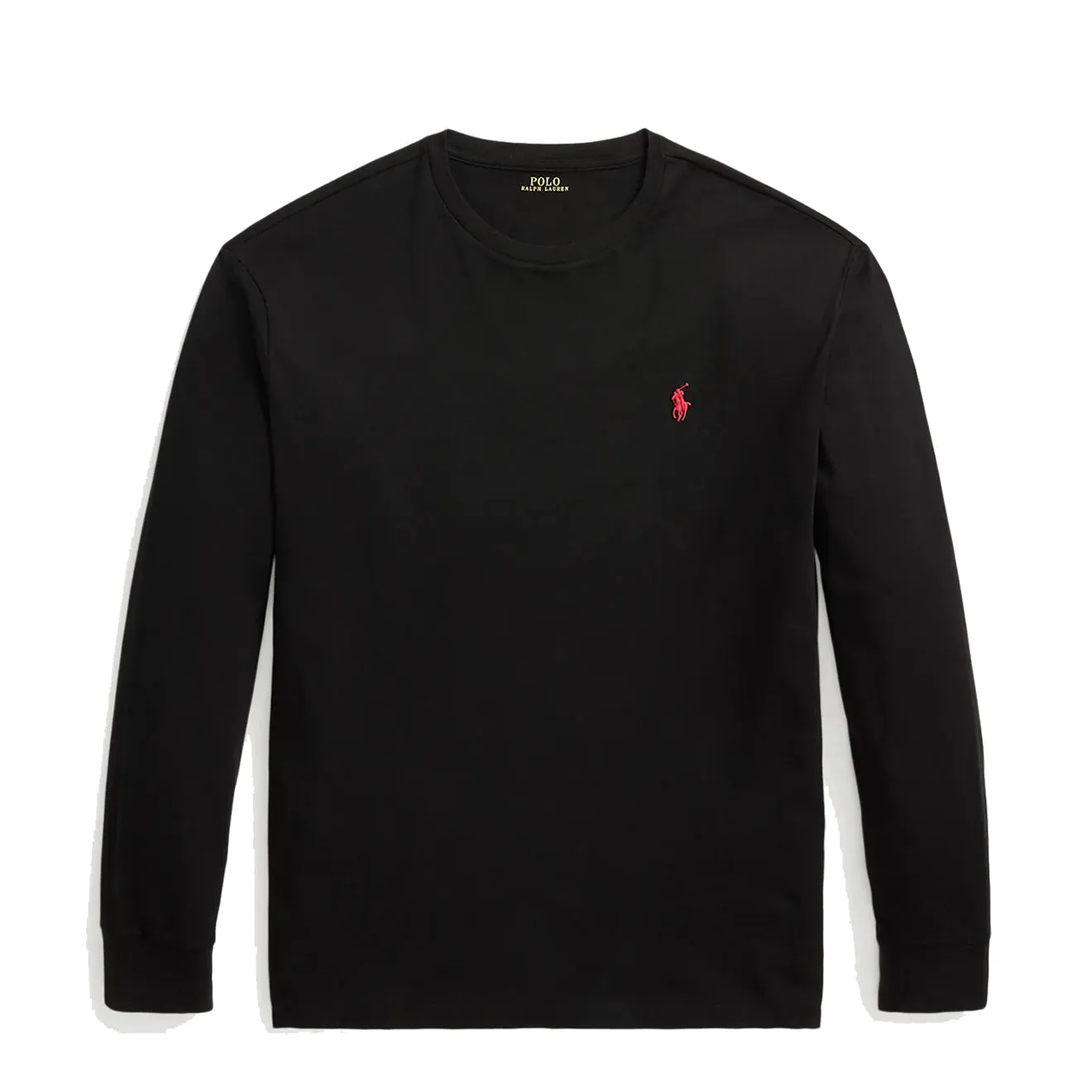 Heather Texture Finish Polo Ralph Lauren Classic Fit Jersey LS T-Shirt Polo Black