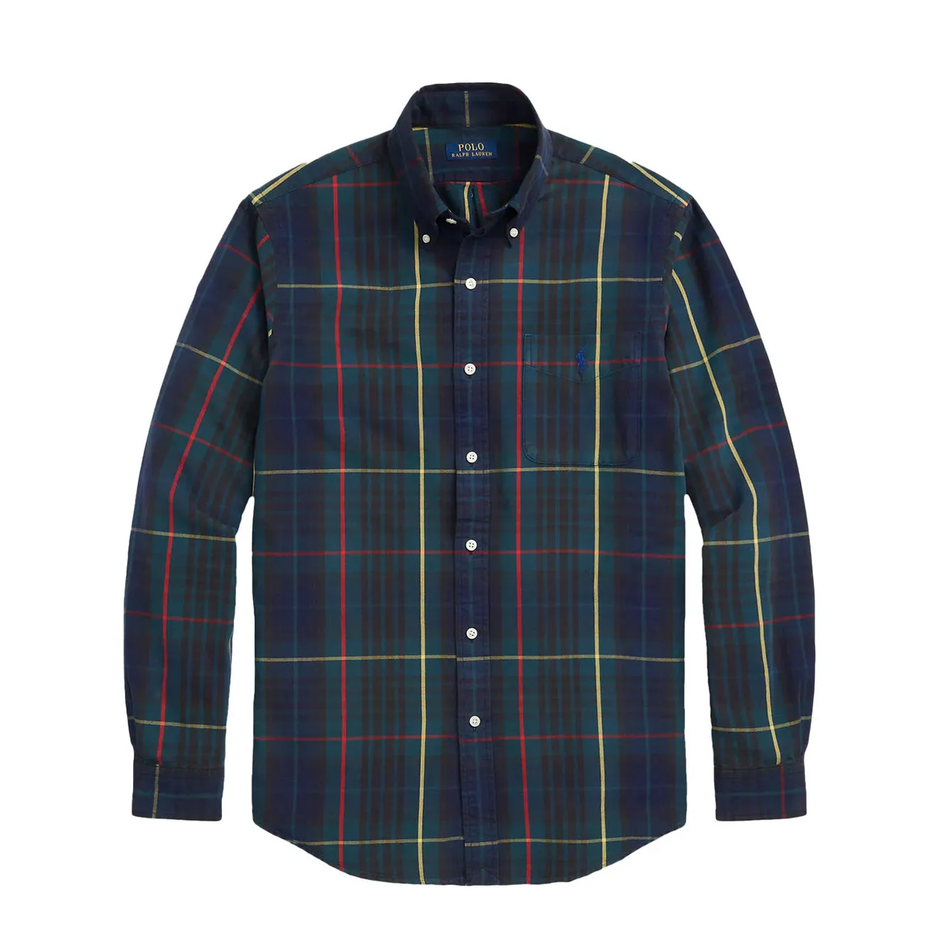 Polo Ralph Lauren Custom Fit Button Down Check Shirt Green / Navy Multi Sleek Style