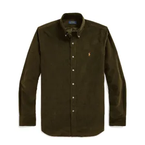 Polo Ralph Lauren Custom Fit Corduroy Shirt Canopy Olive Tall friendly Non Chafe Seams