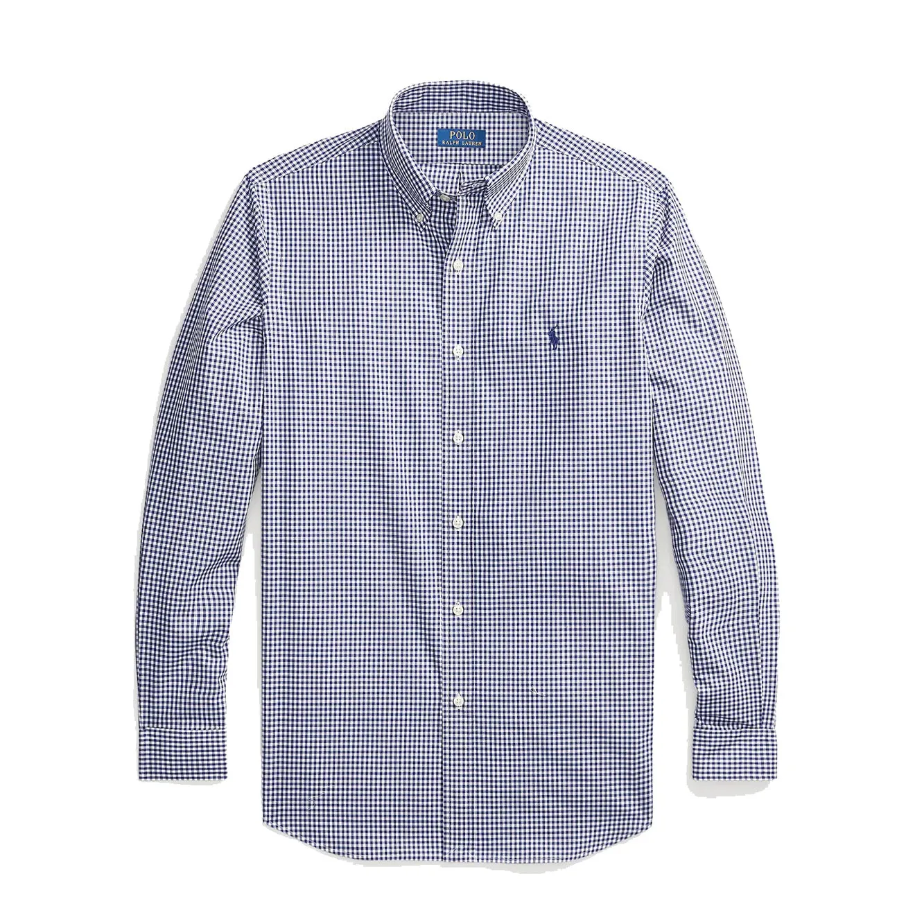 Polo Ralph Lauren Custom Fit Gingham Stretch Poplin Shirt Navy / White handmade touch Checkered Style