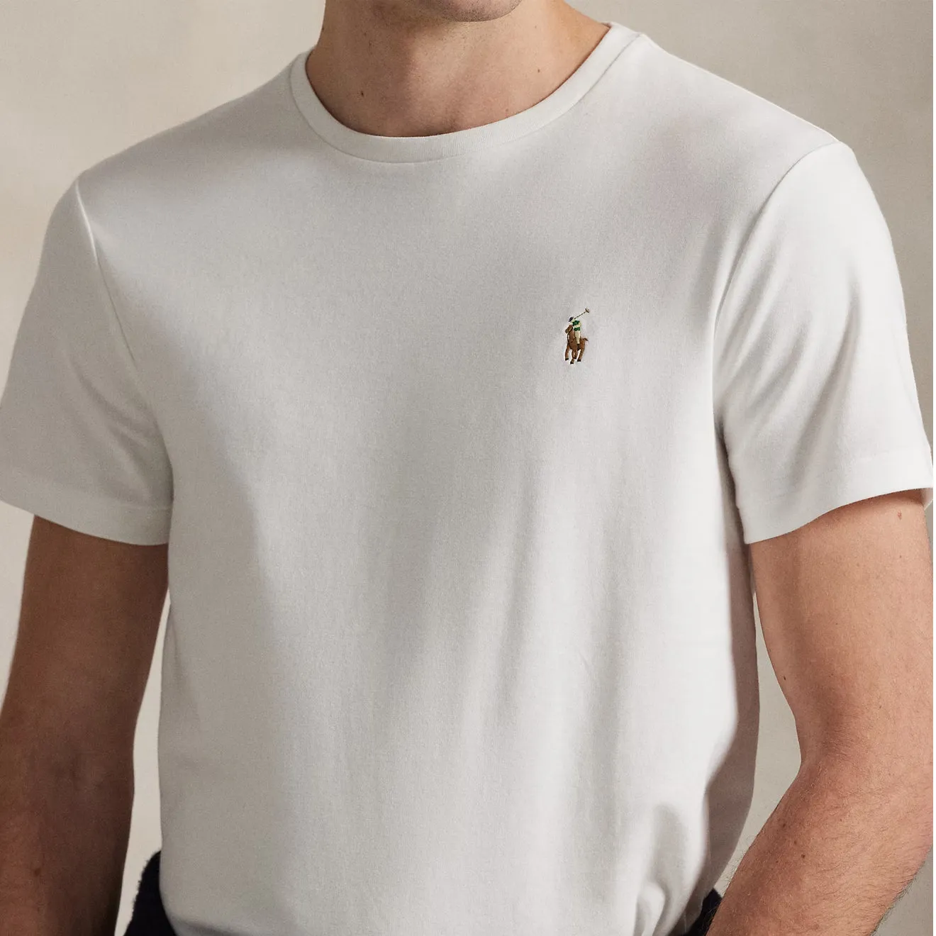 Modern and Soft Versatile Style Polo Ralph Lauren Custom Slim Fit Soft Cotton T-Shirt White